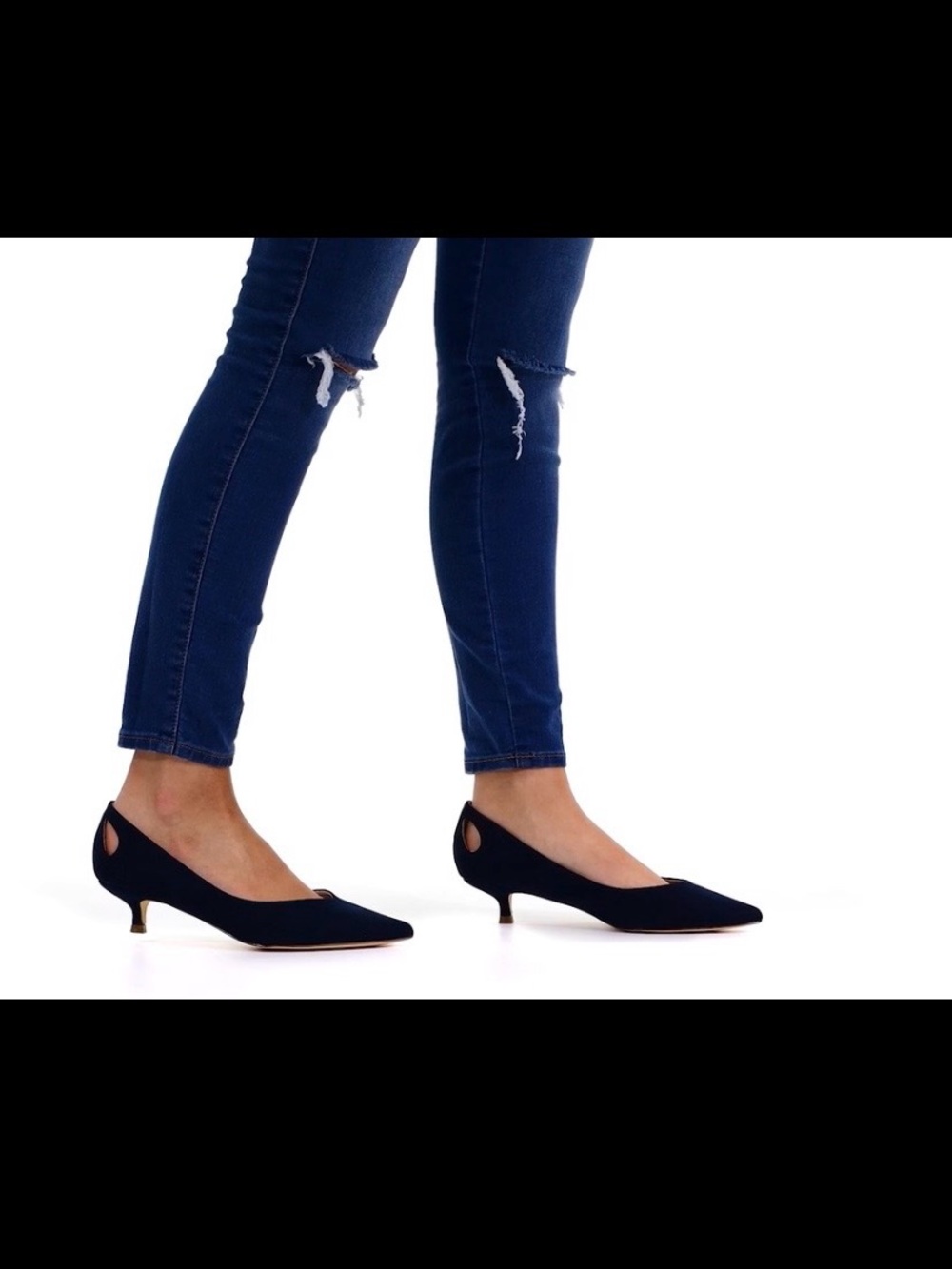 Journee Collection navy Goldie retro kitten heel pumps size 6 - Picture 14 of 14
